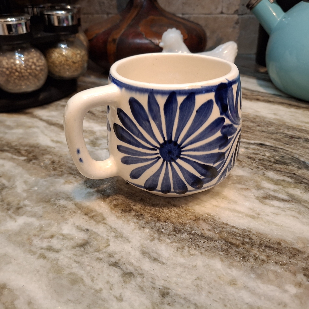 Floral Blue and White Ceramic Mug